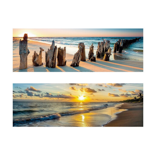 Set 2 tablouri olegrafie pe panza Peisaje 120 x 40 cm