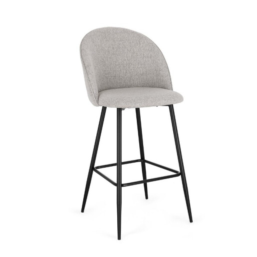 Set 2 scaune bar otel negru textil gri Tanya 51x52x107 cm