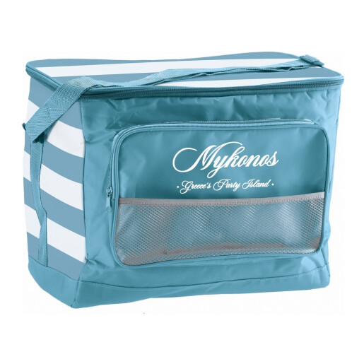 Geanta termoizolanta textil albastru alb 44 x 30 x 36 cm, 40 L