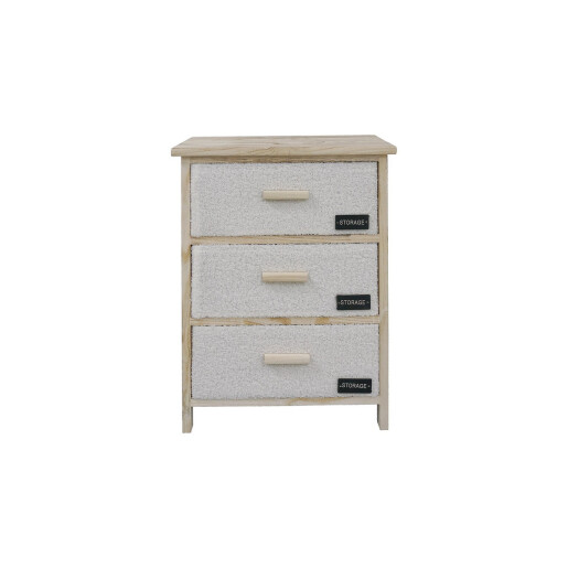 Comoda lemn maro textil bej negru  40 x 29 x 58 cm