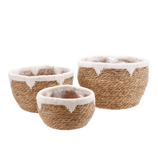 Set 3 ghivece flori papura natur textil alb 22 x 15 cm, 26,5 x 18 cm, 32,5 x 22 cm