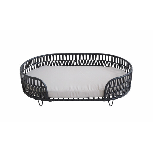 Pat animale plastic negru perna textil gri 75 x 49 x 18 cm