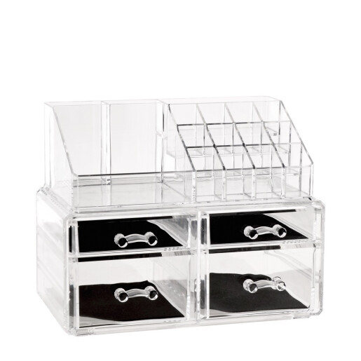 Organizator machiaje plastic transparent negru 24 x 15,5 x 19 cm