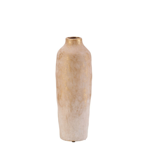 Vaza flori teracota bej auriu 12 x 35 cm