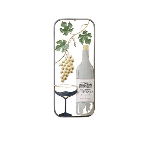 Decoratiune perete fier multocolor Wine 25 x 61 cm