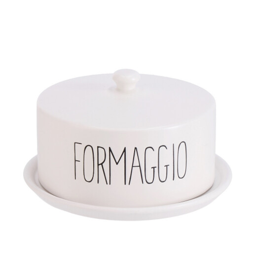 Platou cu capac servire branzeturi ceramica alba neagra 21 x 12 cm