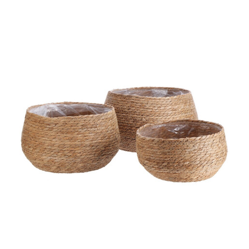 Set 3 ghivece flori fibre naturale maro  26 x 16 cm, 30 x 20 cm, 32 x 22 cm