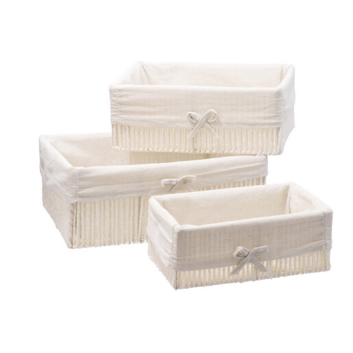 Set 3 cosuri depozitare hartie textil alb 28 x 19 x 11 cm, 34 x 24 x 12 cm, 38 x 28 x 15 cm
