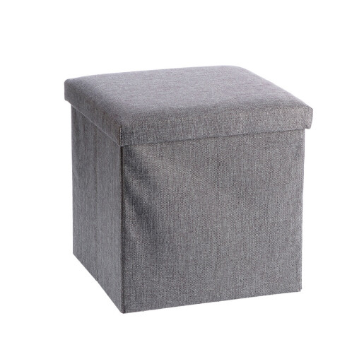 Taburet cu spatiu depozitare, pliabil, textil gri Amely 38 x 38 x 38 cm