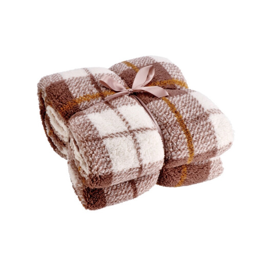 Patura textil sherpa alb maro 150 x 200 cm