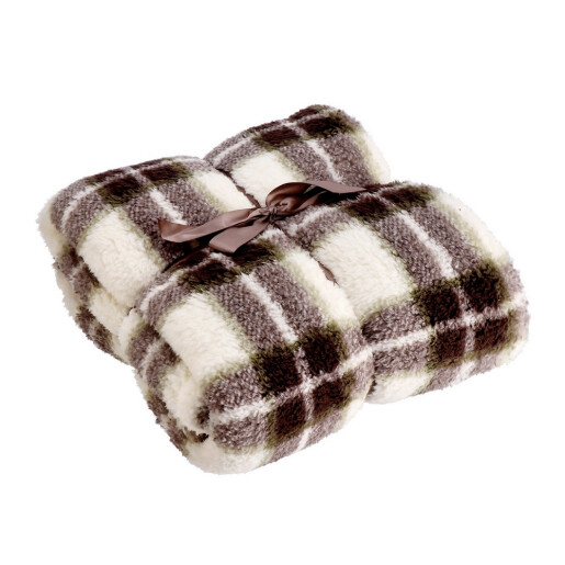 Patura textil sherpa alb maro Veloso 150 x 200 cm
