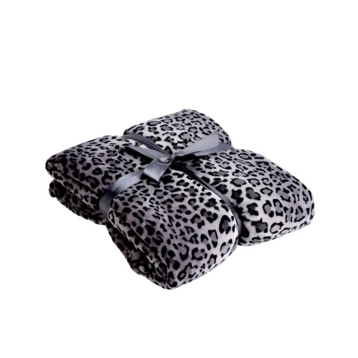 Patura flanel animal print negru gri 150 x 200 cm