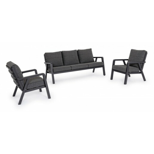 Set mobilier gradina canapea 2 fotolii gri antracit Truman 190x86x88 cm