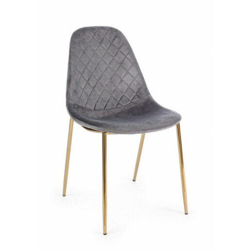 Scaun cu spatar tapitat din catifea gri Terry 48 cm x 55 cm x 85 h x 47 h