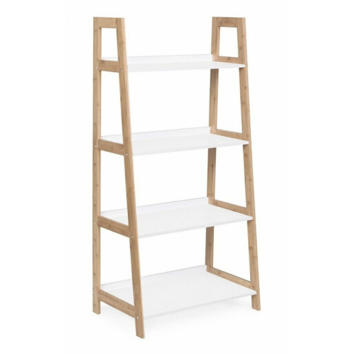 Raft de podea cu 4 polite din lemn maro alb Brooklyn 62 cm x 38 cm x 130 h