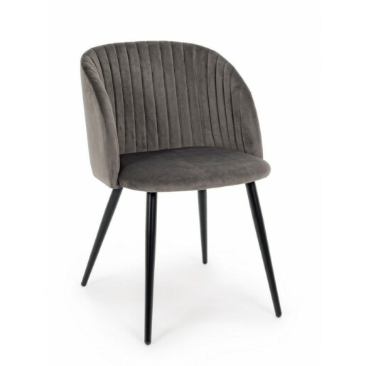 Set 2 scaune catifea gri Queen 53x57x81.5 cm