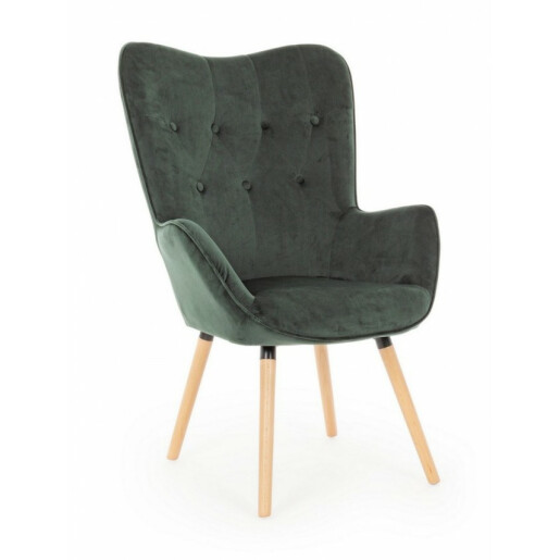 Fotoliu tapiterie velur verde Juliet 68x76x105 cm