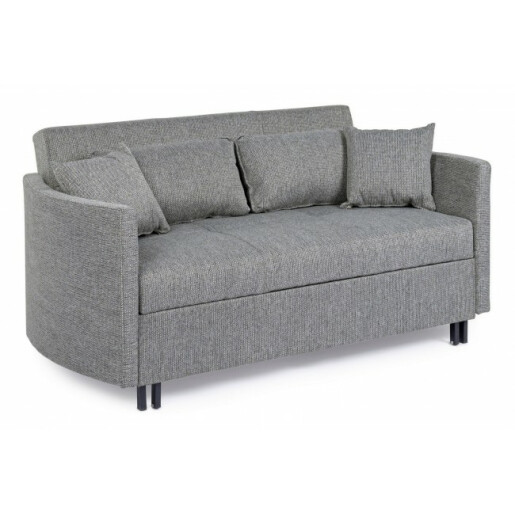 Canapea extensibila 3 locuri tapitata cu material textil gri Clayton 166 cm x 88 cm x 84 cm x 48 h1 x 68 h2