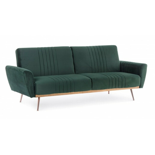 Canapea extensibila 3 locuri tapitata cu catifea gri antracit picioare fier aramiu Johnny 210 cm x 83 cm x 85 cm x 45 h1 x 59 h2