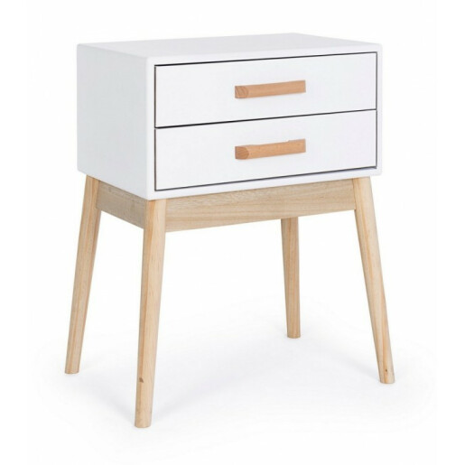 Comoda 2 sertare lemn natur alb Ordinary 43x30x58 cm