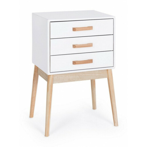 Comoda 3 sertare lemn alb natur Ordinary 43x30x68 cm