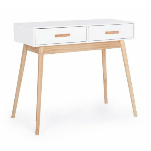Consola cu 2 sertare lemn alb natur Ordinary 90 cm x 40 cm x 79 h