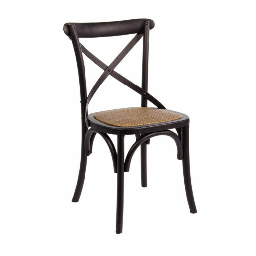Scaun cu spatar din lemn negru natur Cross 50.5 cm x 52 cm x 87 h x 46 h