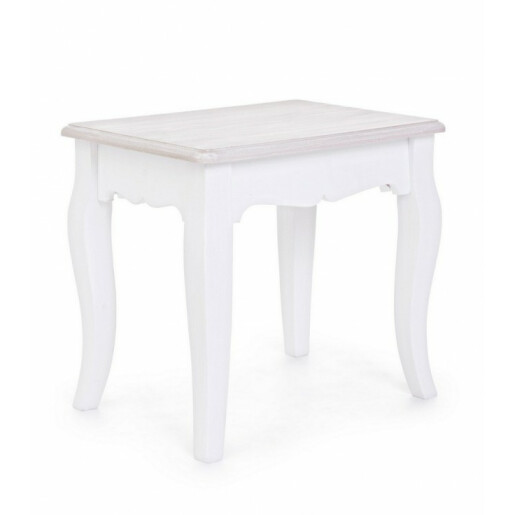 Taburet din lemn alb Charlene 41 cm x 30 cm x 38 h