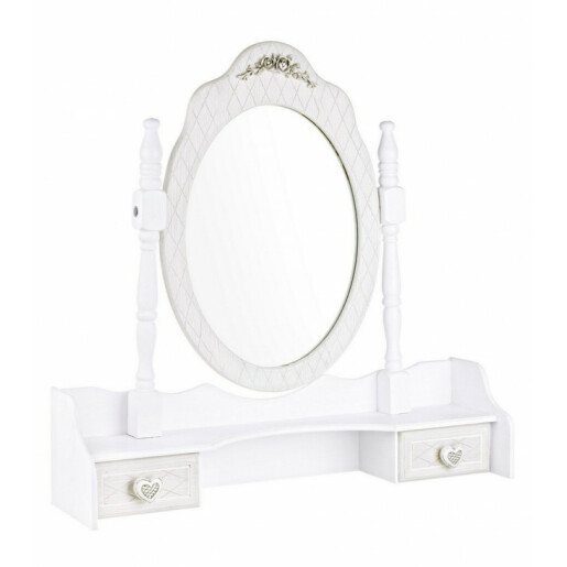 Oglinda de masa din mdf alb patinat Charlene 70.5 cm x 18 cm x 69 h