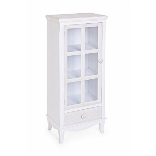 Vitrina din lemn alb patinat Charlene 48 cm x 32 cm x 120.5 h