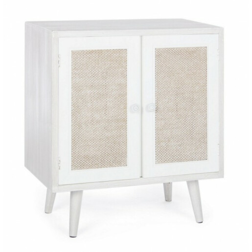 Comoda 2 usi din lemn alb patinat Montiel 60 cm x 34.5 cm x 67 h