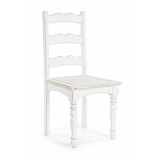 Scaun din lemn alb antichizat Colette 45 cm x 45 cm x 102 h x 46 h1