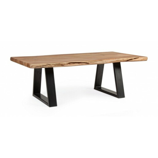 Masuta cafea blat lemn natur picioare fier maro Artur 115 cm x 65 cm x 40 h