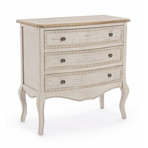 Comoda 3 sertare lemn bej maro Clarisse 80x40x80 cm