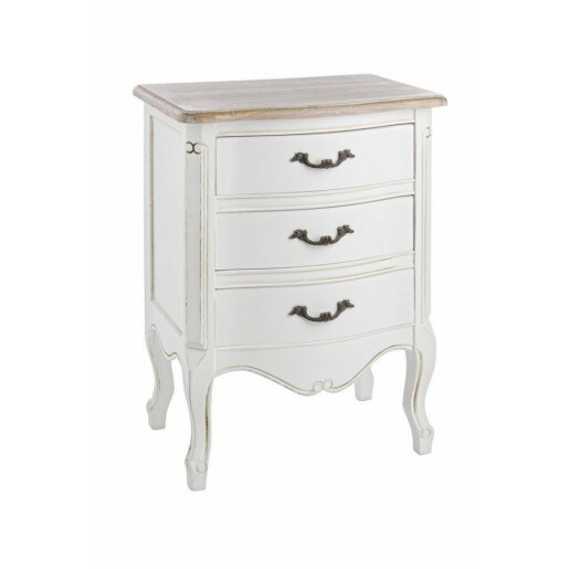 Comoda 3 sertare lemn alb natur Justine 50x35x66 cm