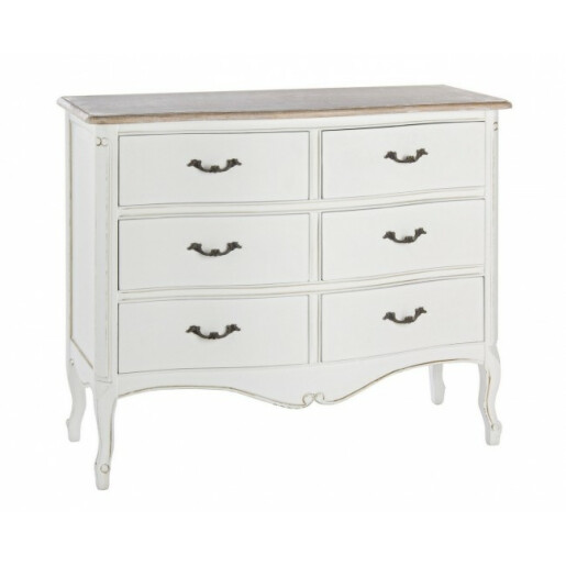 Comoda 6 sertare lemn alb natur Justine 100x40x83 cm