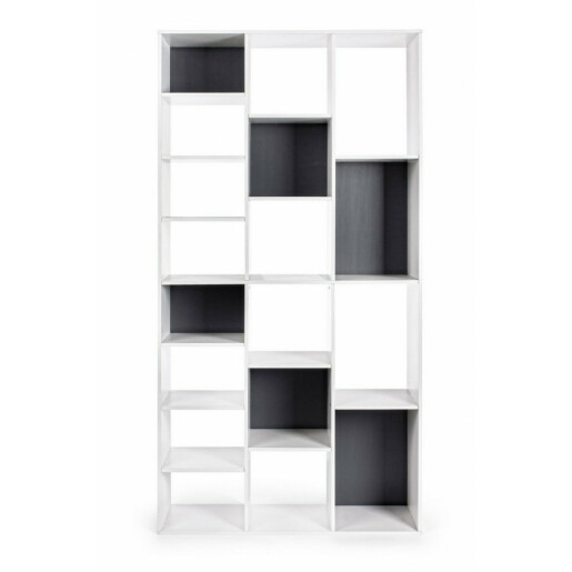 Biblioteca mdf alb gri Arctic 91x29.8x178.3 cm