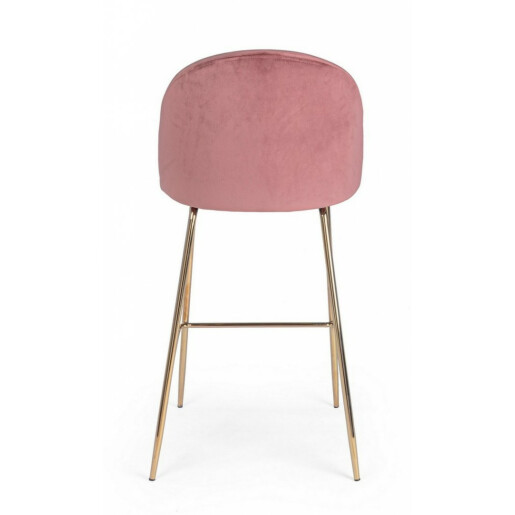 Set 2 scaune bar otel auriu catifea roz Carry 51x55x105x74 cm