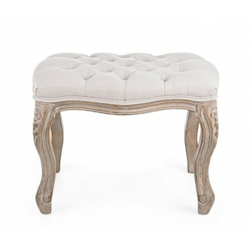 Taburet textil crem lemn maro Diva 53x42x38 cm