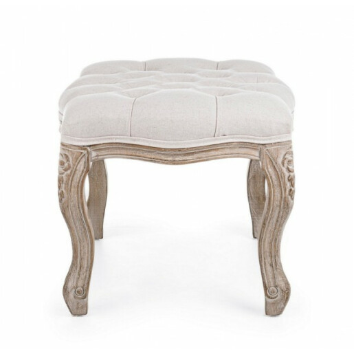 Taburet textil crem lemn maro Diva 53x42x38 cm