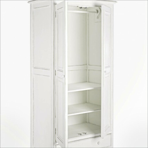 Dulap 2 usi 1 sertar din lemn alb antichizat 90 cm x 55 cm x 190 h