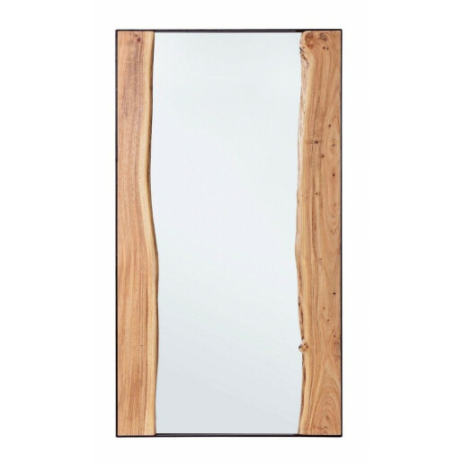 Oglinda de perete cu rama de metal si insertie lemn natur Artur 140 cm x 4 cm x 80 h