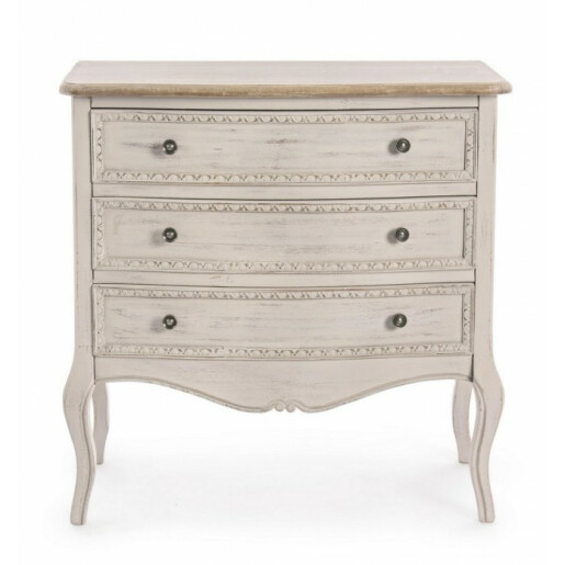 Comoda 3 sertare lemn bej maro Clarisse 80x40x80 cm