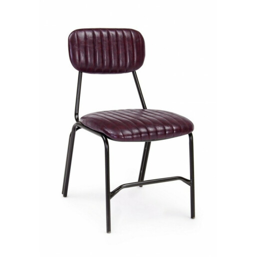 Scaun cu spatar picioare din fier si tapiterie piele ecologica bordeaux Debbie 44 cm x 55 cm x 73 h x 44 h1 