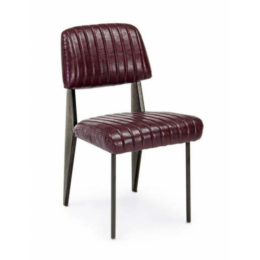 Set 2 scaune piele ecologica bordeaux Nelly 60x59x84 cm
