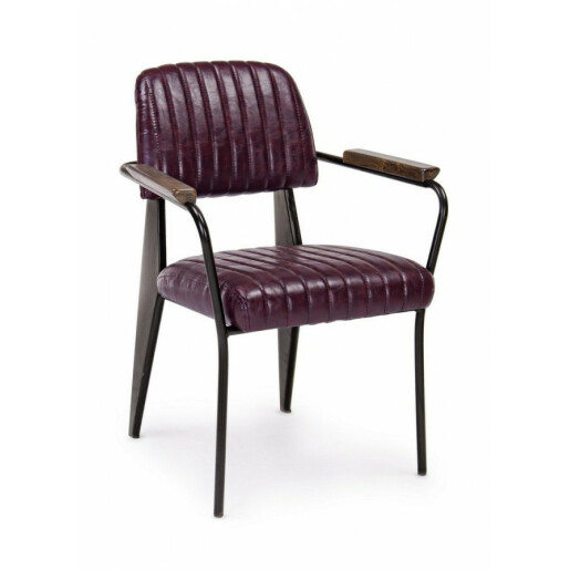 Scaun cu spatar din piele ecologica bordeaux Nelly 60 cm x 63 cm x 84 h x 45 h