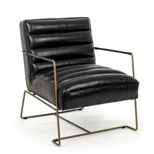 Fotoliu tapiterie piele ecologica neagra Brianna 62.5x74x80 cm