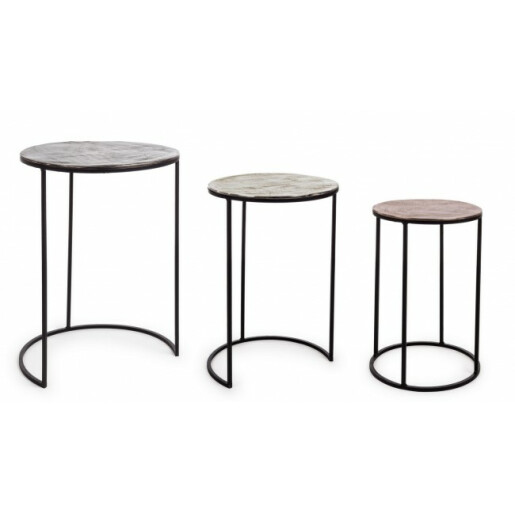 Set 3 masute fier aluminiu Tahir 29x49 cm, 33x55 cm, 41x60 cm