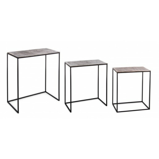 Set 3 masute fier aluminiu Tahir 43x23x55 cm, 48x28x61 cm, 53x28x66 cm