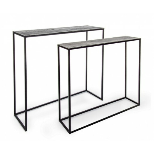 Set 2 console Tahir negru gri 90x25x72 cm, 100x29x82 cm